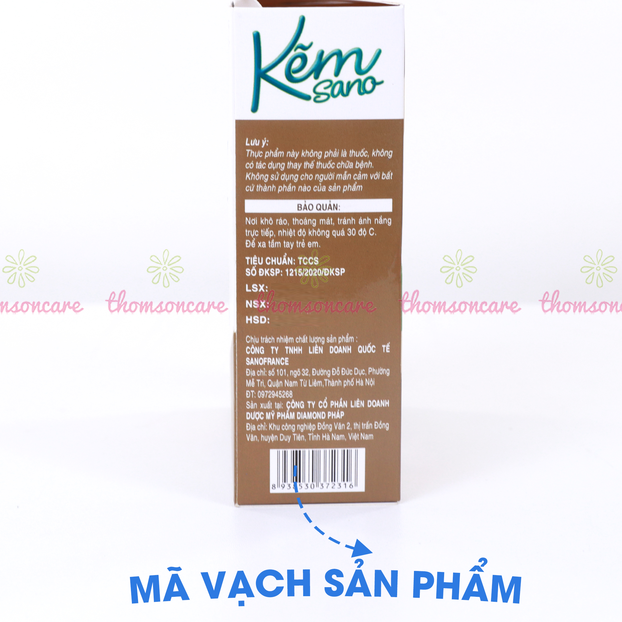 Siro tăng đề kháng cho bé Kẽm Sano Zinc - Giúp bé nâng cao sức khỏe, kích thích ăn ngon từ Thymomodulin - Hộp 20 ống Thomsoncare