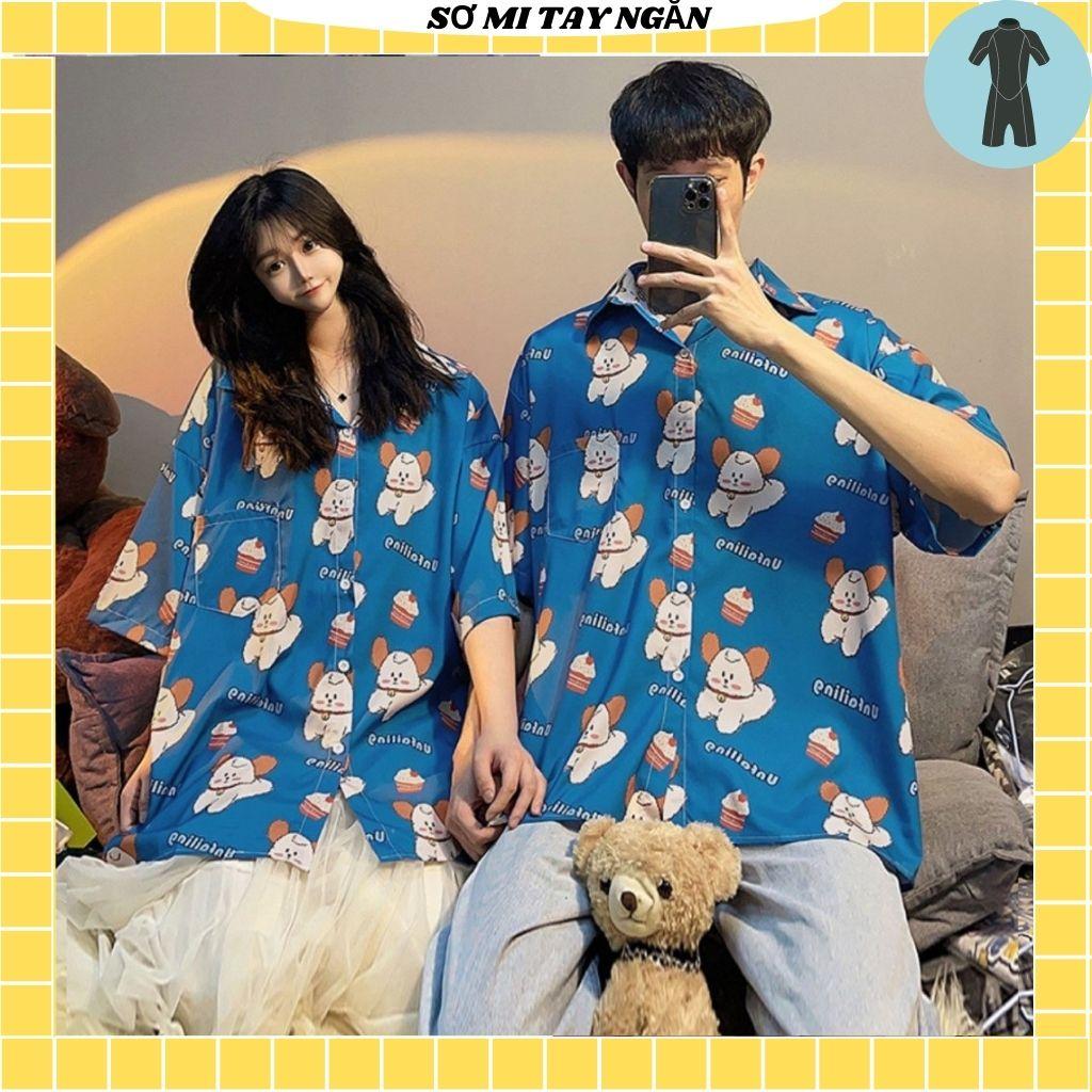 Áo sơ mi oversize tay ngắn from rộng unisex nam nữ , sơ mi nam nữ vải voan lụa mịn mát free size 40kg - 70kg