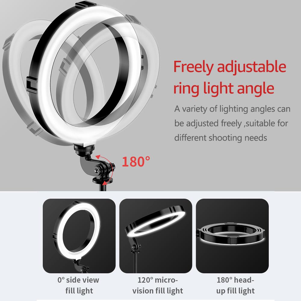 Đèn tự sướng Vòng LED Ánh sáng làm đẹp 3 Chế độ chiếu sáng USB có thể điều chỉnh độ sáng 8 inch