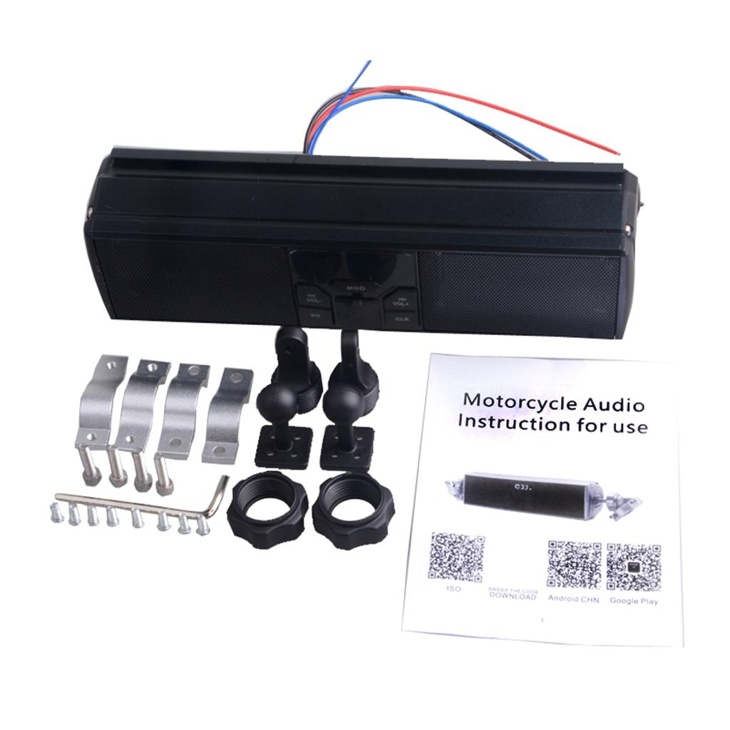Waterproof Bluetooth Wireless Motorcycle Stereo Speakers Handlebar Mount MP3 Music Player Audio Amplifier System Scooter Bike ATV UTV