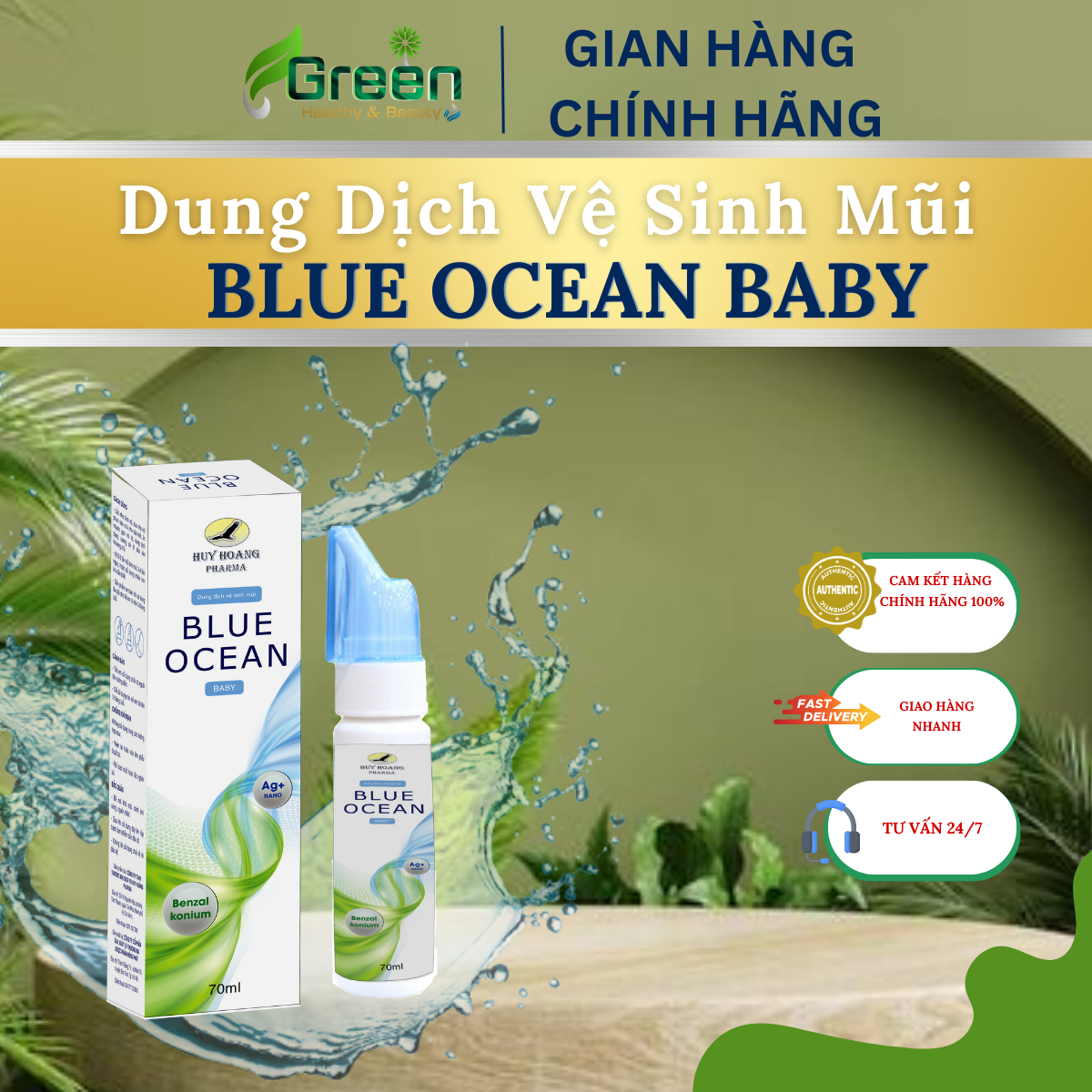 BLUE OCEAN Baby - Dung Dịch Vệ Sinh Mũi Kháng Khuẩn Cho Bé (70ml)