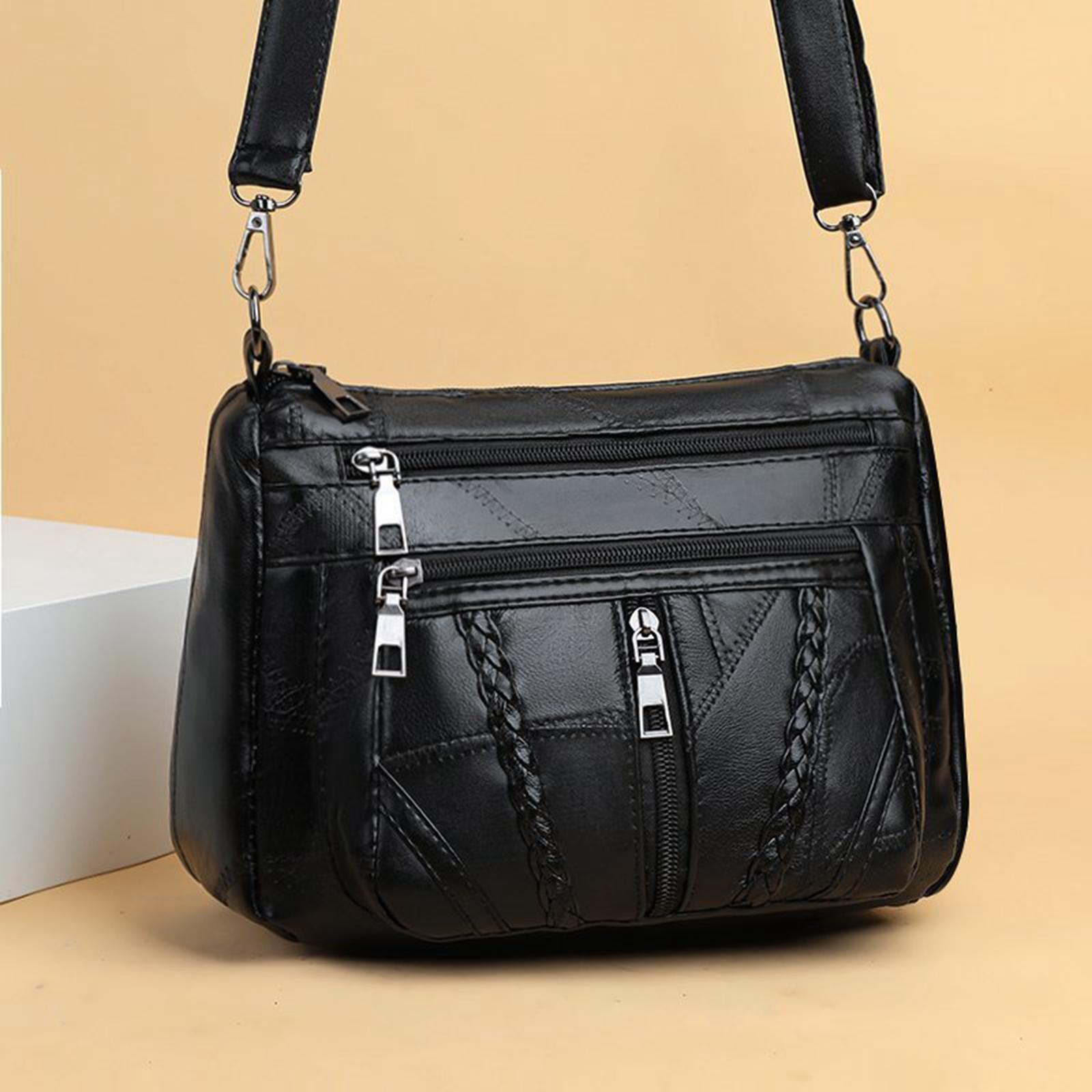 Womens Leather Shoulder Bag Travel Bag Big Capacity Vacation Zipper Handbag