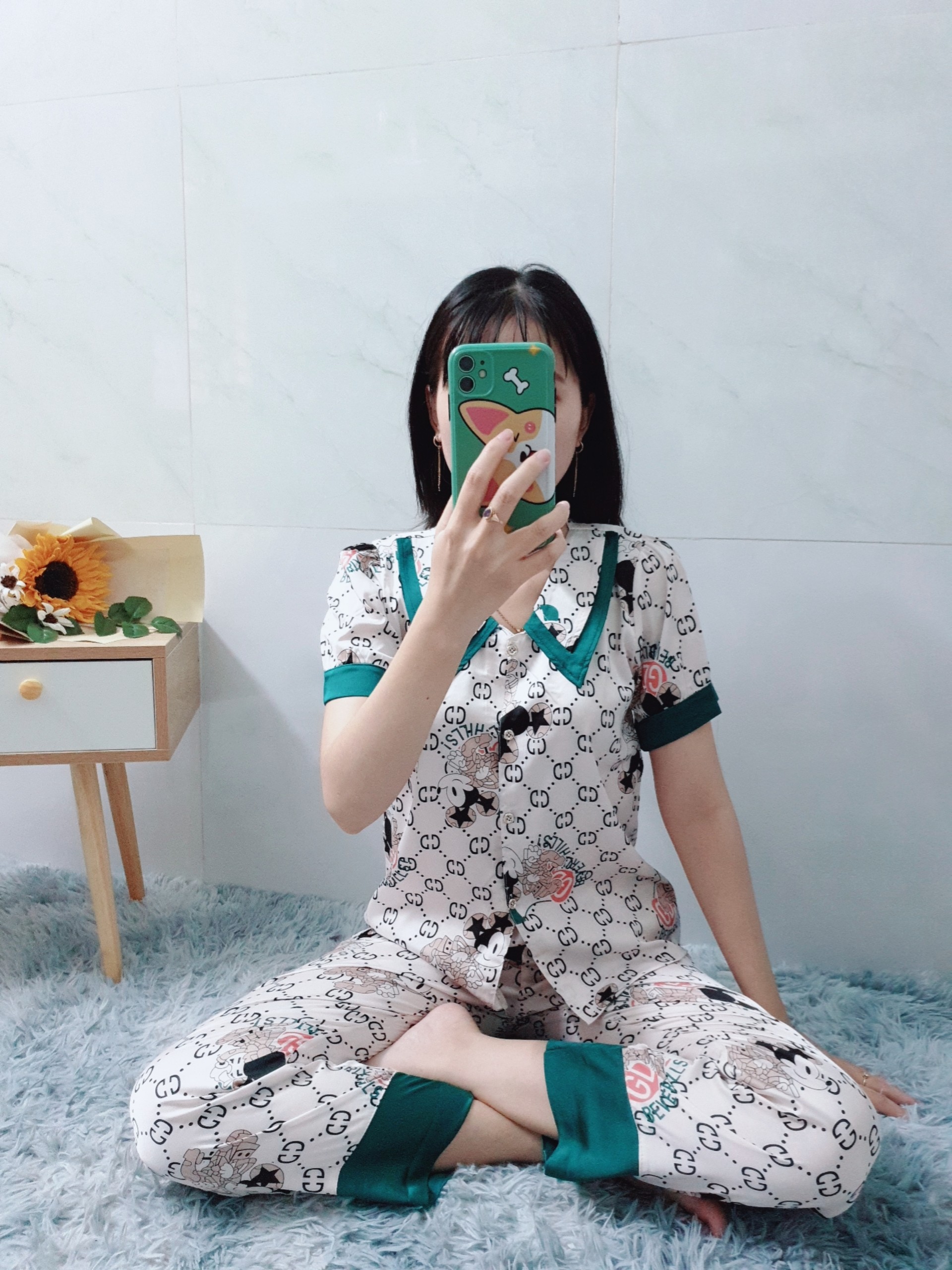 Đồ Bộ Pijama Mặc Nhà Nữ - Kiểu Dáng Dễ Thương, Sang Trọng - Vải Lụa Cao Cấp, Thoáng Mát, Mềm Mịn