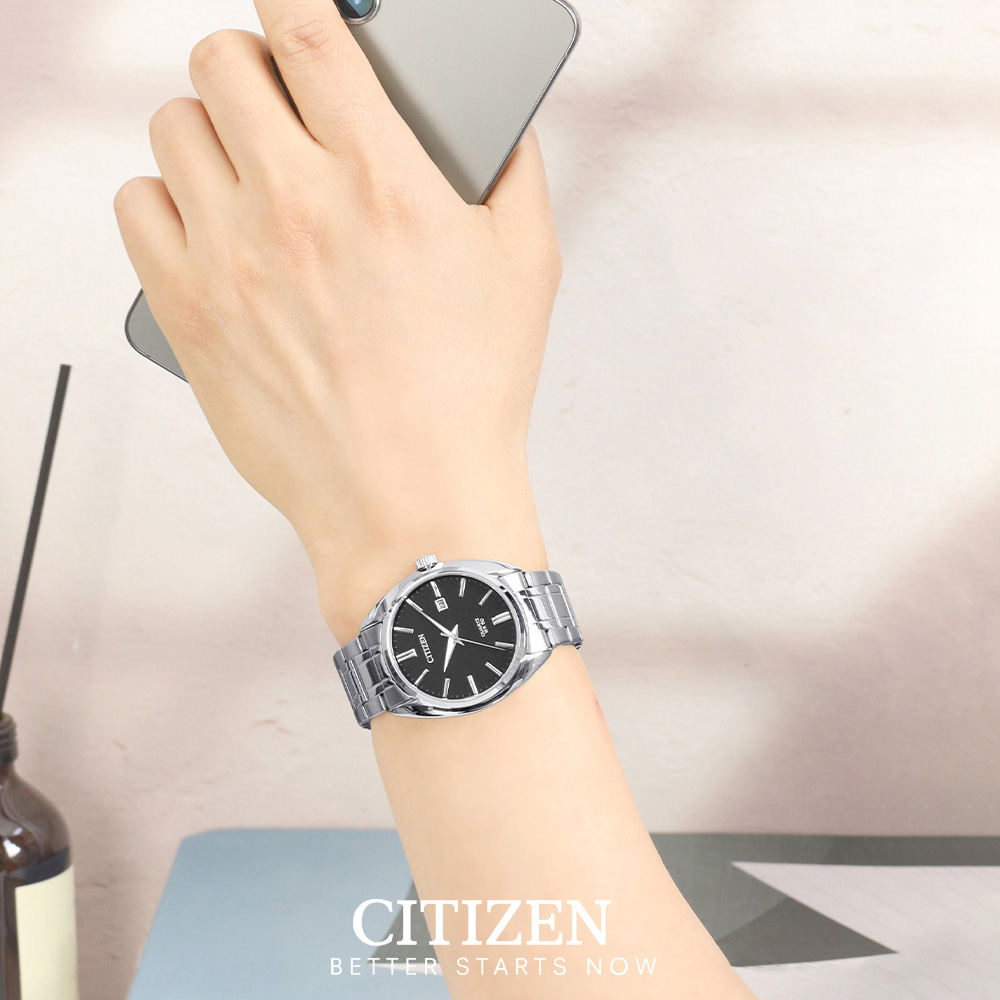 Đồng Hồ Nam Citizen Dây Thép Không Gỉ BI5100-58E - Mặt Đen