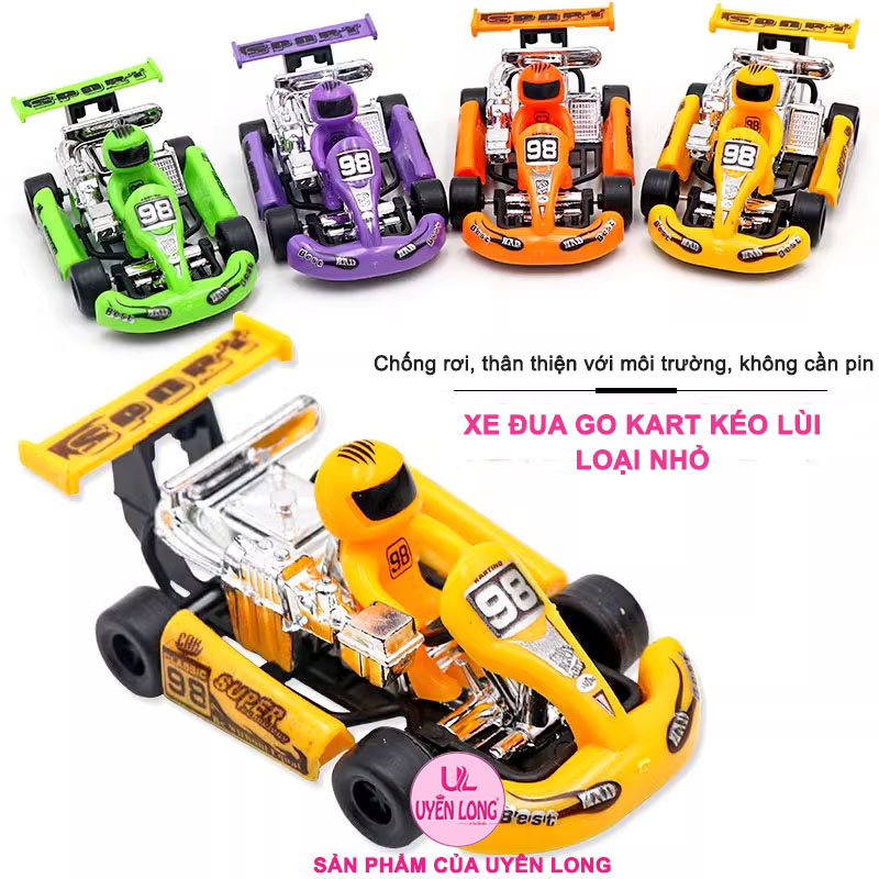 Xe Đua Go Kart Mini Kéo Lùi Chạy Cót Dành Cho Trẻ Em, Chống Rơi, Thân Thiện Môi Trường, Không Cần Pin, Hình Dáng Cổ Điển