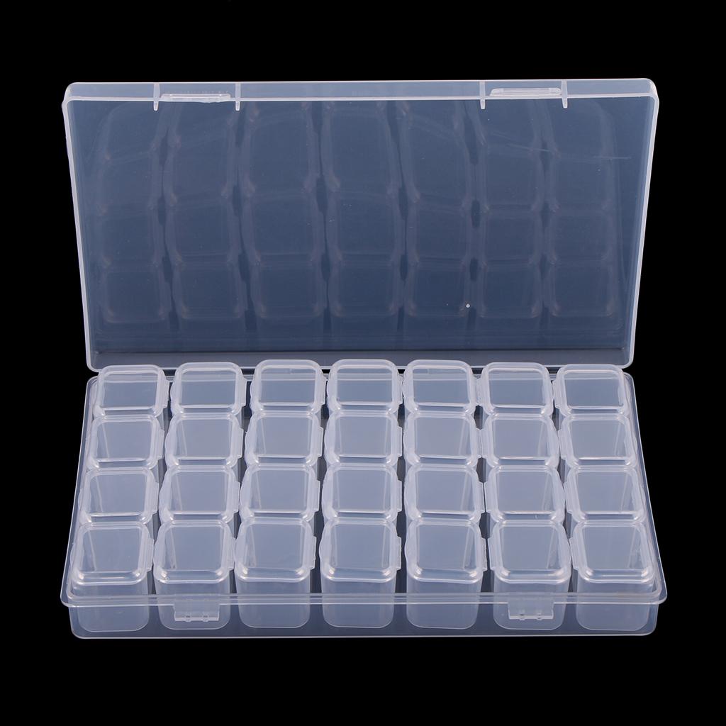 16x 28Grid Clear Beads Box Small Items Container For Makeup Organizer