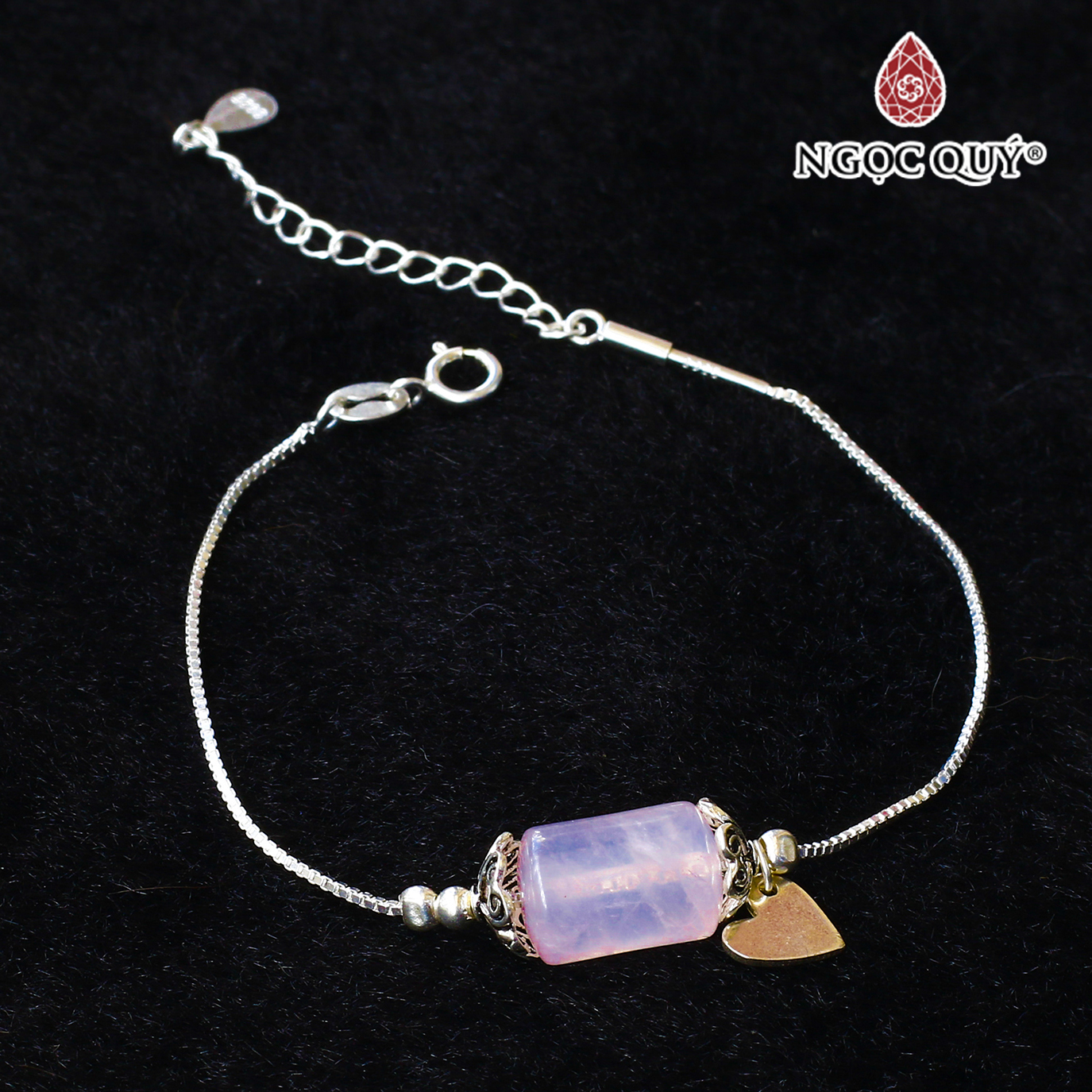 Lắc bạc đốt trụ thạch anh hồng mệnh hỏa, thổ - Ngọc Quý Gemstones
