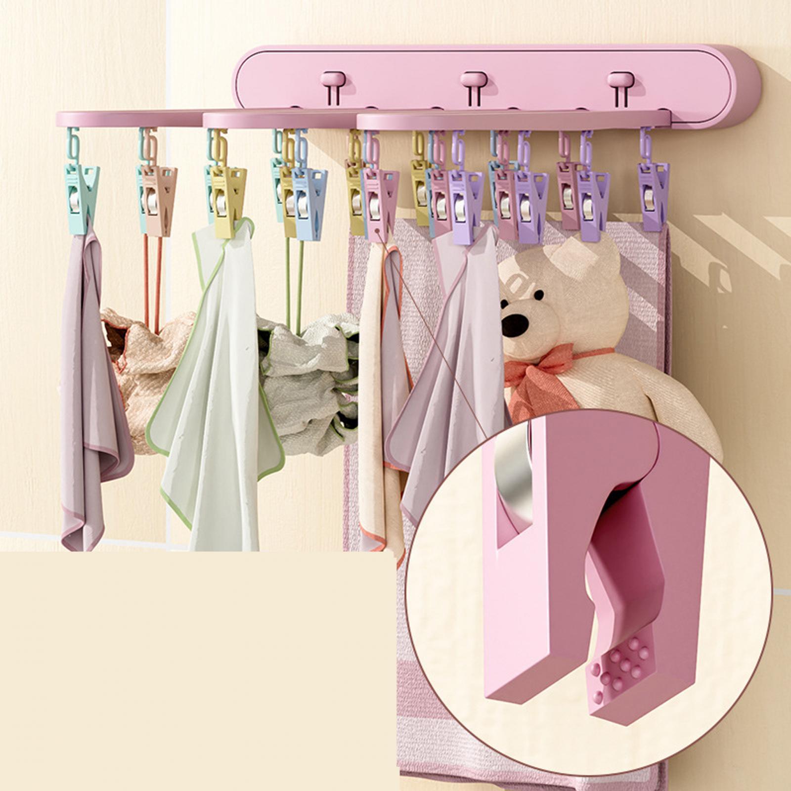 Socks Hanger Clothing Hanger Support Hanger Laundry Clip Stable Organization with 24 Clips Underwear Hanging for Outdoor Skirt Indoor Pants