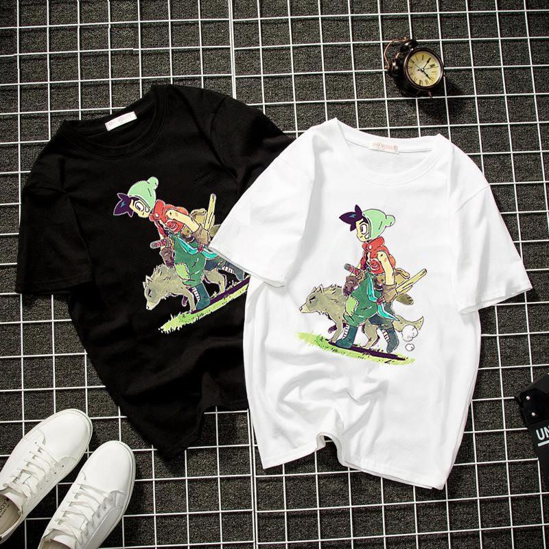 Áo thun unisex nhân vật hoạt hình form rộng vải dày mịn 2019T1209