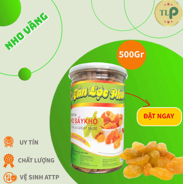 NHO VÀNG SẤY KHÔ NHẬP KHẨU VỊ CHUA NGỌT TLP - HŨ 500G