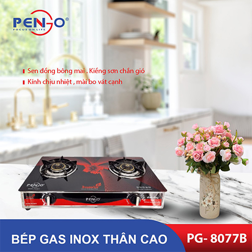 Bếp gas đôi mặt kính Pengo PG-8077B( Hàng chính hãng)