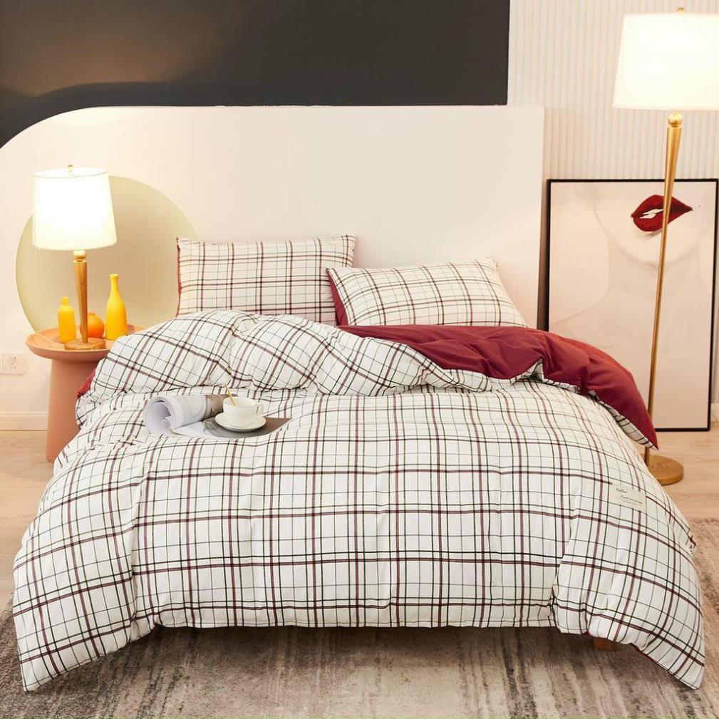 Bộ Chăn Ga Gối Cotton TC cao cấp - Chăn ga TC kẻ