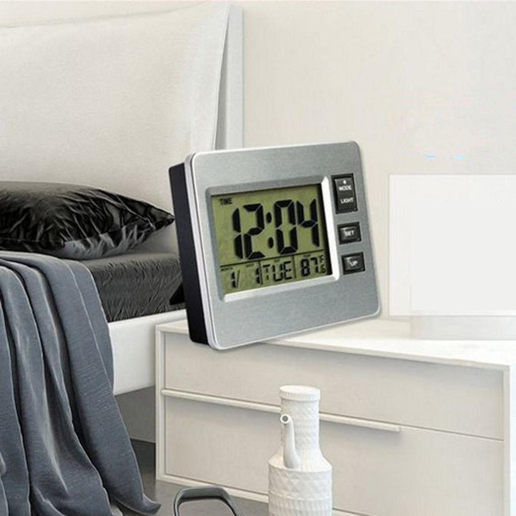 Digital Alarm Clock LCD Wall Mount&Desk Display Calender Clock for Office