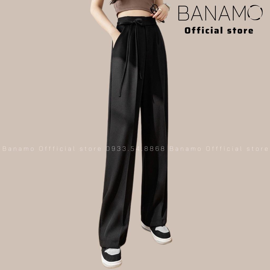 Quần xuông ống rộng ulzzang thắt nơ 1 bên chất cao cấp thời trang Banamo Fashion ống rộng nơ 972