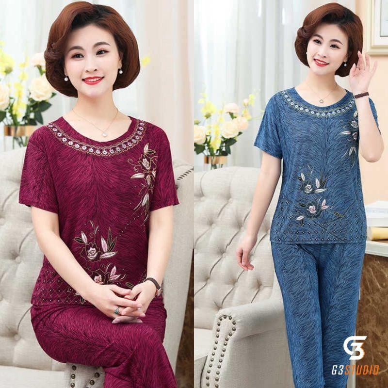 Bộ đồ trung niên cho bà cho mẹ - đồ bộ thun lạnh-quần áo tặng mẹ