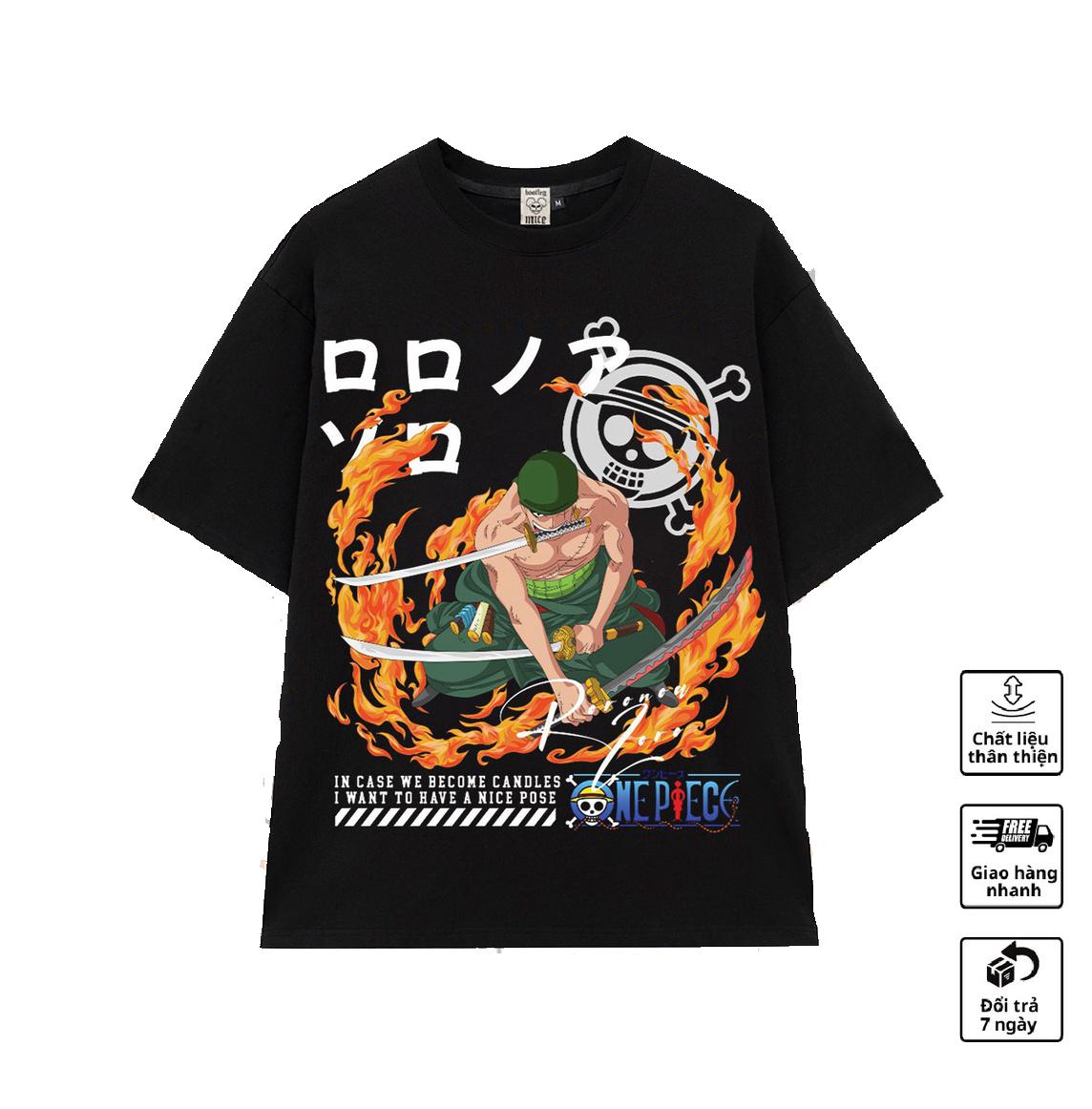 [UNISEX.GENZ]  Áo Anime In Hình One Piece Cực Chất  Oversize Unisex Nam Nữ Tay