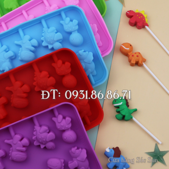 Khuôn silicon 8 con khủng long - Mã số 1491