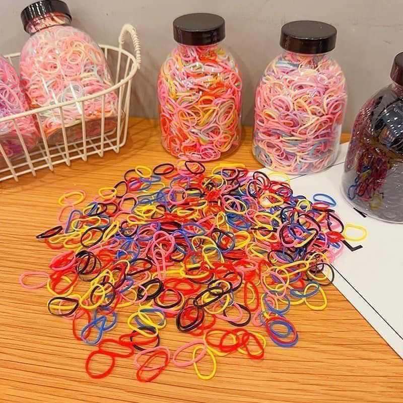 Lọ 1000 dây buộc tóc cho bé - Hàng Chính Hãng