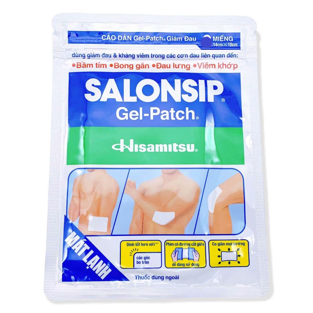 Cao Dán Salonsip Gel Patch Hỗ Trợ Giảm Đau Mỏi Cơ - Mẫu Mới Túi 3 Miếng