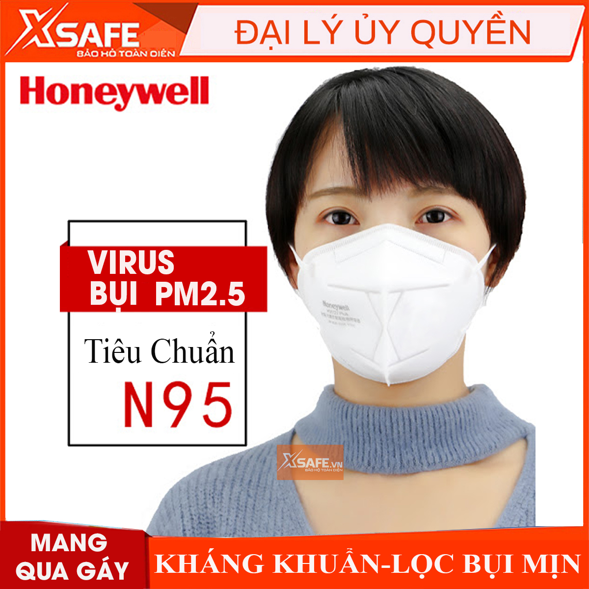 Khẩu trang Honeywell H910 Plus Tiêu chuẩn NIOSH N95 Hoa Kỳ kháng khuẩn lọc bụi mịn (mang qua gáy)