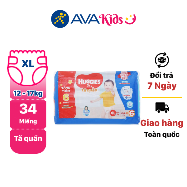 Tã quần Huggies size XL 34 miếng (cho bé 12 - 17kg)