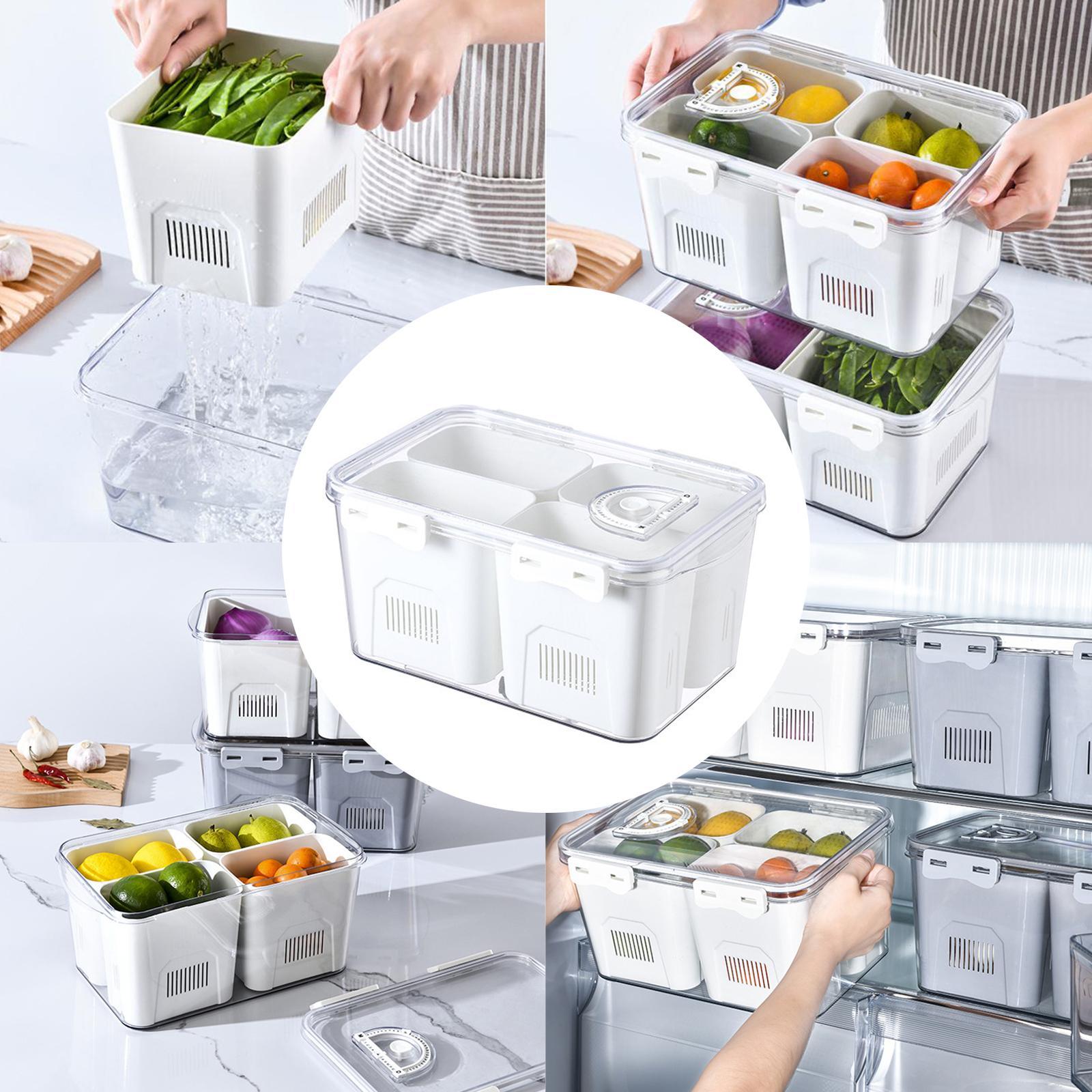 Refrigerator Storage Box Colander Bin Fridge Organizer Stackable Container White