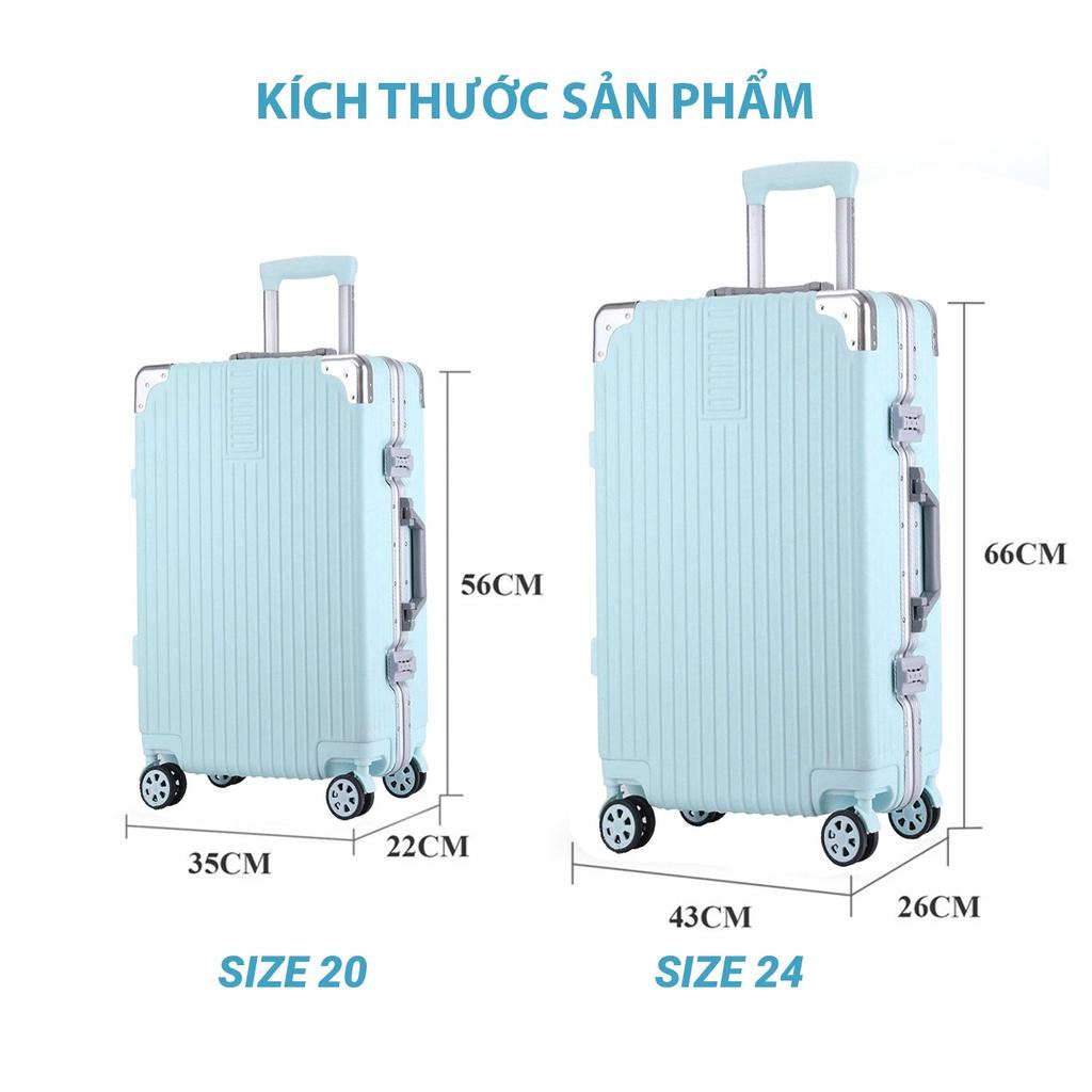 Vali khung nhôm khóa sập Bamozo 9066 size 20/24/28 inch, nhựa ABS/PC cao cấp, bịt 4 góc kim loại chống va đập cực tốt