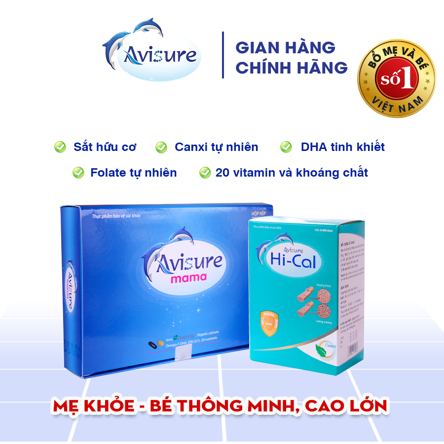 Combo sắt canxi DHA Vitamin tổng hợp cho bà bầu Avisure 120 viên