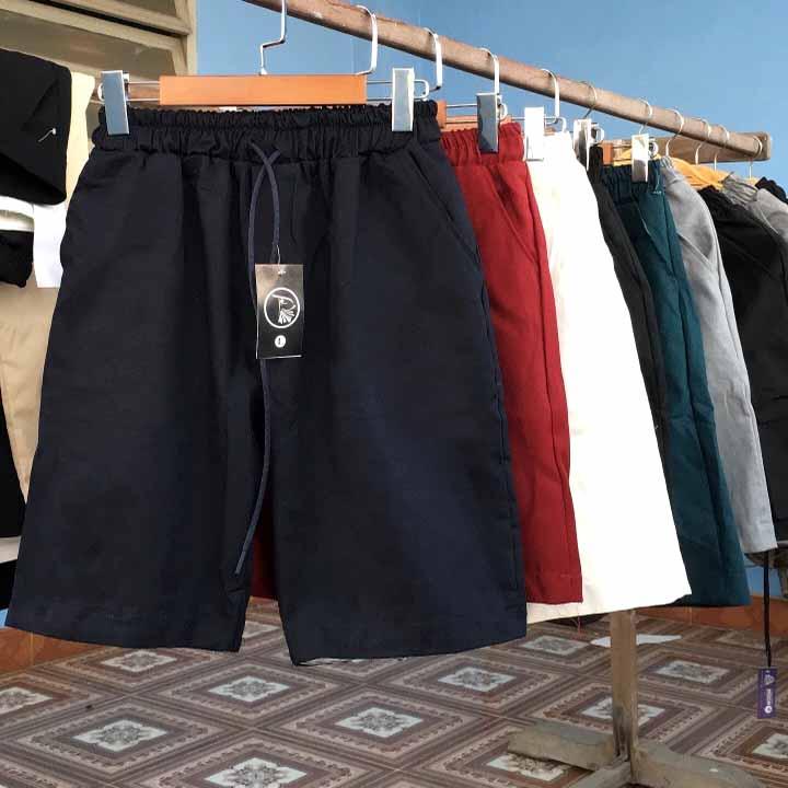 Quần Short Kaki lưng thun nam - Sọt Lững Kiểu Dáng Thể Thao Unisex sáu Màu Đen, Xám.đỏ,rêu.kem,trắng 03x