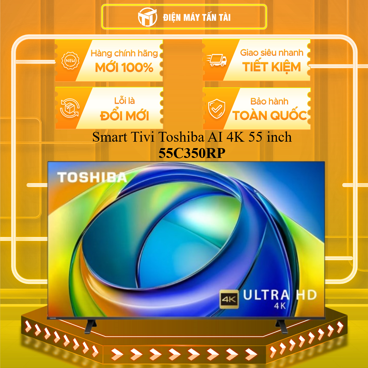 Smart Tivi Toshiba AI 4K 55 inch 55C350RP - HÀNG CHÍNH HÃNG - CHỈ GIAO HCM