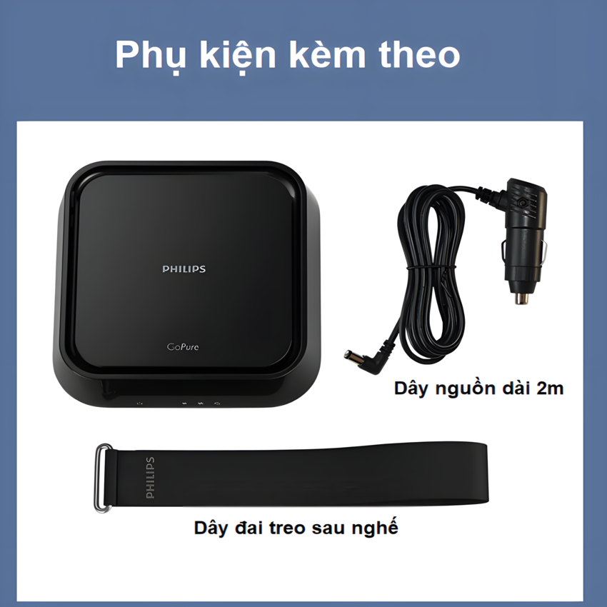 Máy khử mùi, lọc không khí trên xe ô tô. Thương hiệu Hà Lan cao cấp Philips - GP5202. Hàng chính hãng