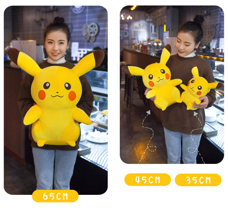 Gấu Bông Pikachu Dễ Thương Siêu Mềm Mịn Cho Bé (20cm---65cm) Hàng Xịn Cao Cấp Loại 1, An Toàn Cho Người Sử Dụng (Tặng Kèm 1 Ví Da 12 Ngăn Đựng Thẻ ATM, CCCD)