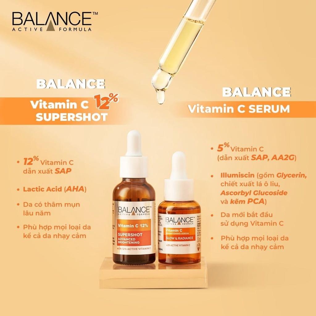 Tinh chất sáng da, mờ thâm Balance Active Formula 12% Vitamin C Supershot 30ML
