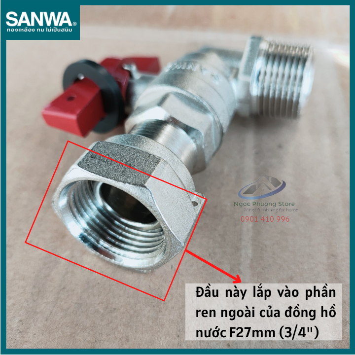 Van góc thường SANWA nhập khẩu, loại có Van 1 chiều/ không Van 1 chiều BV15ENV