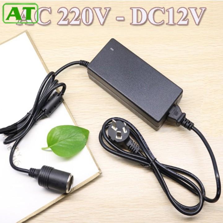 Bộ Chuyển Đổi Nguồn Điện 220V Sang Đầu Cắm Ô TÔ 12V/60W/5A