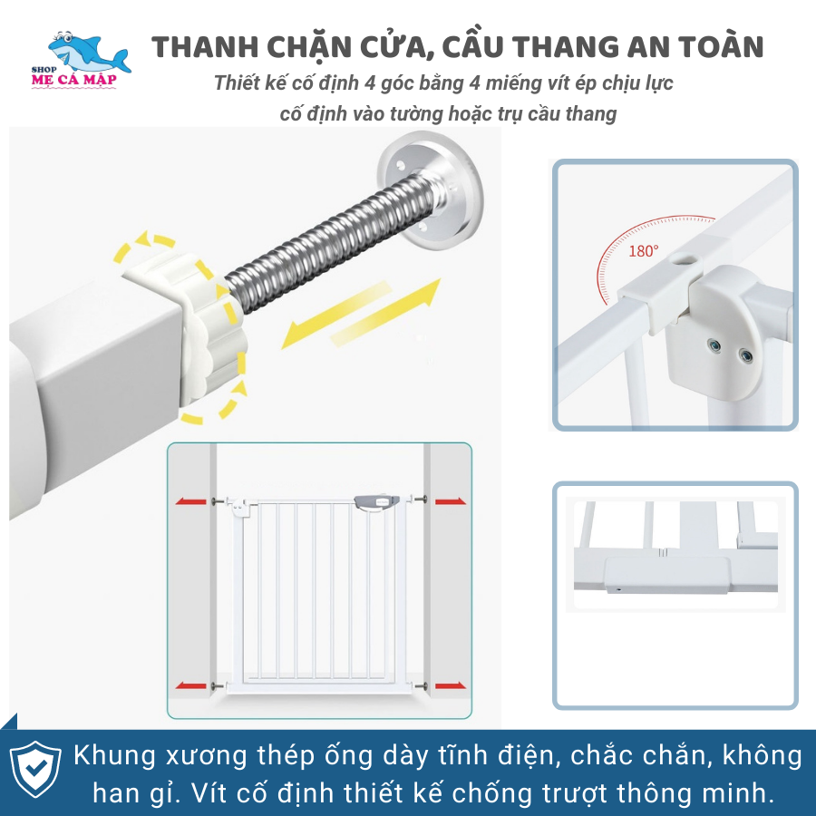 Chặn Cửa Chặn Cầu thang an toàn, chắn cửa dày nặng, thanh chặn cửa cao 79cm bảo vệ bé an toàn