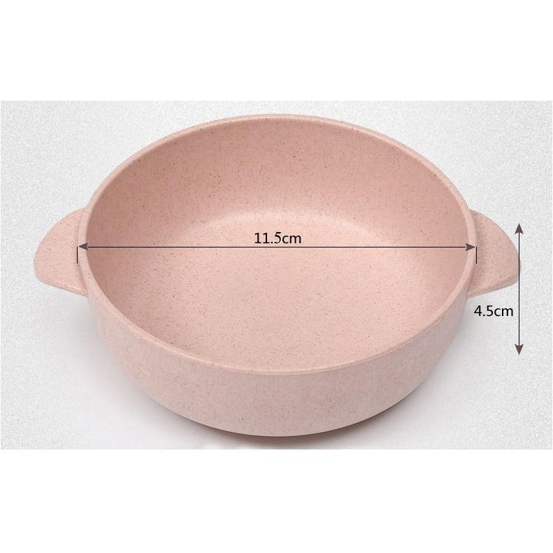 Chén Ăn Dặm Lúa Mạch Có Tay Cầm Kèm Muỗng Nhiều Màu