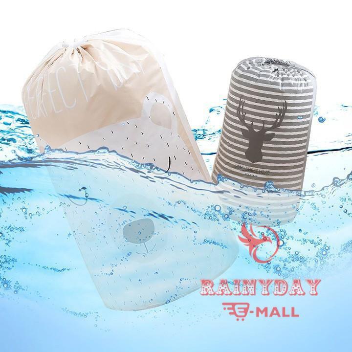 Túi vải đựng đồ chăn màn, quần áo, ga gối đa năng dây rút tiện lợi hình trụ tròn cỡ lớn