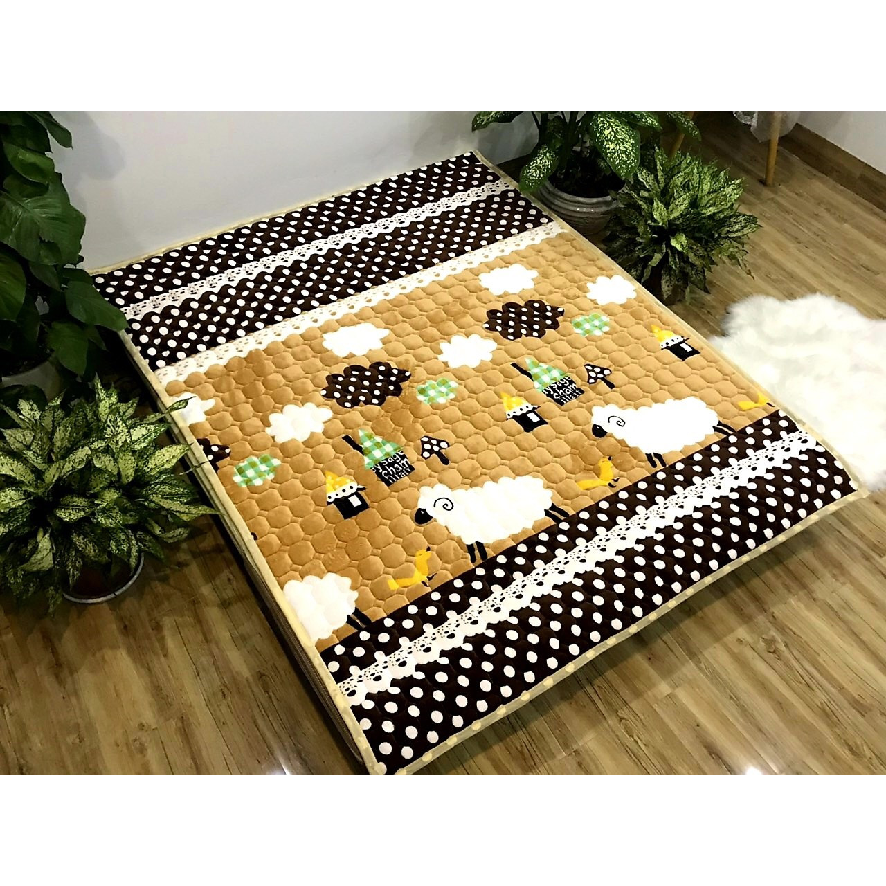 THẢM TRẢI GIƯỜNG NỈ NHUNG CỪU VÀNG