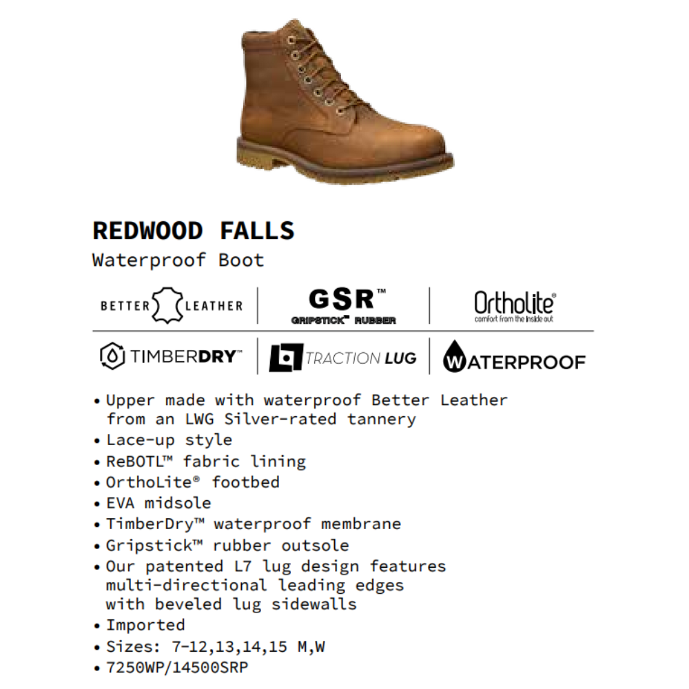 [NEW] Original Timberland Giày Nam Redwood Falls Waterproof Boot TB0A44MY5J