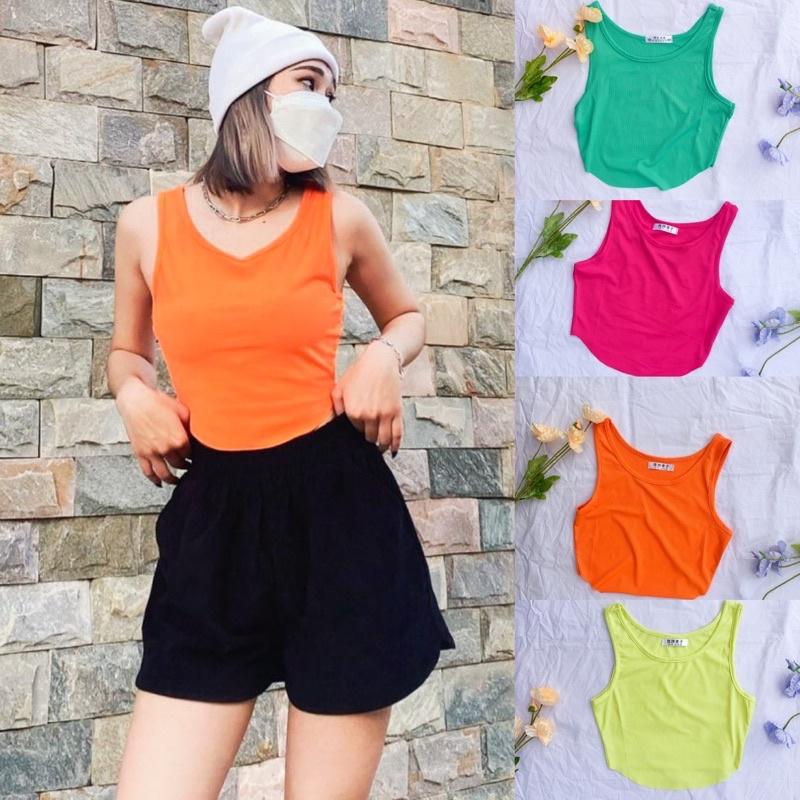 Áo croptop ba lỗ basic vạt bầu 4 màu trendy