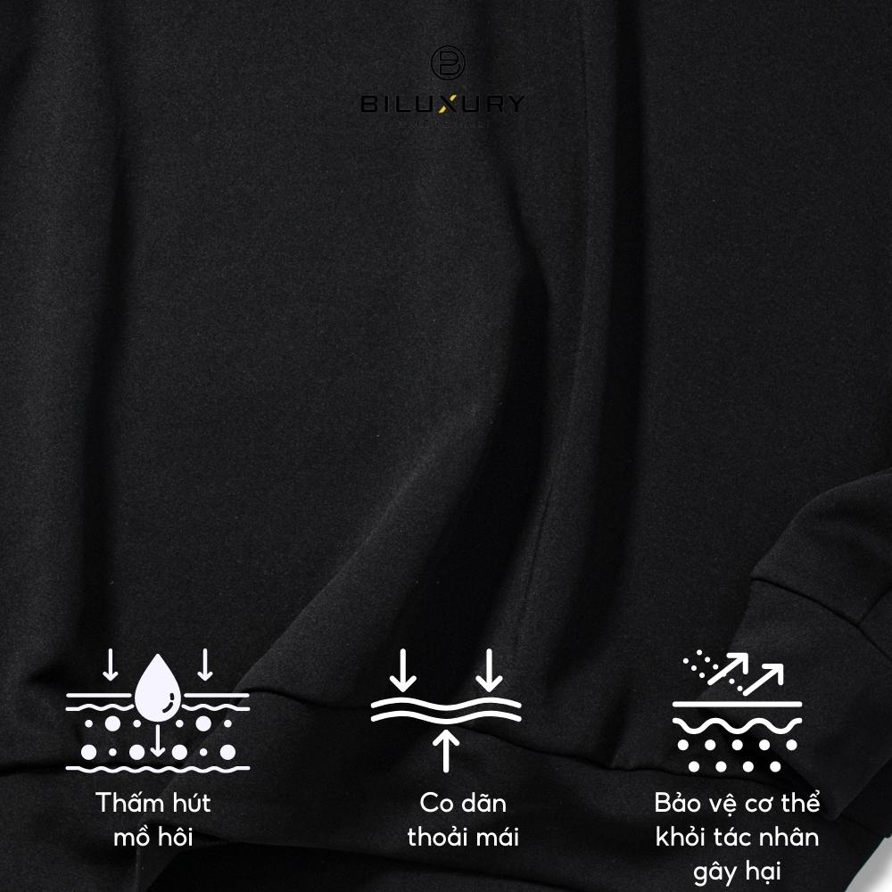 Bộ nỉ hoodie nam thể thao Biluxury phối họa tiết thêu hai bên phom slim fit ôm vừa tôn dáng khỏe khoắn 6BNMT002DEN