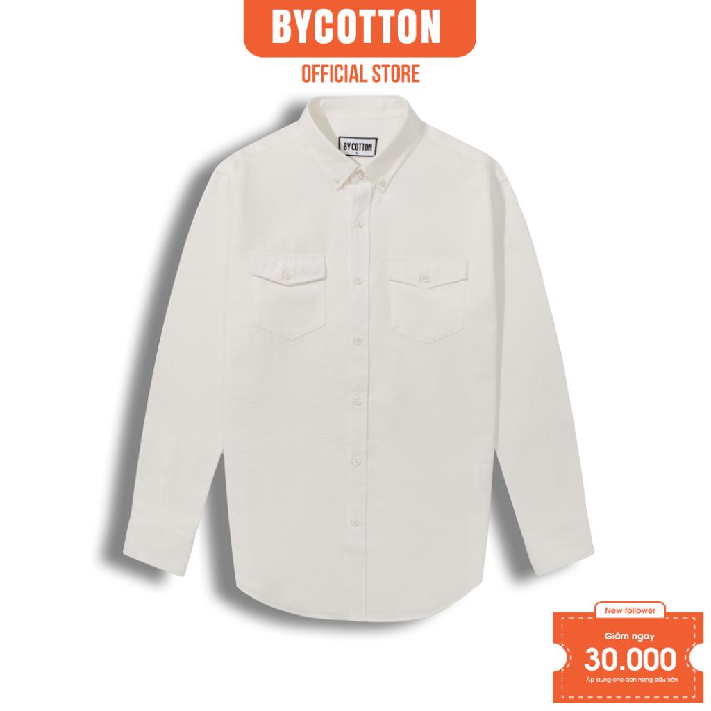 Áo Sơ Mi Nam Dài Tay Trắng Kem Phối Túi BY COTTON Pocket Light Cream Oxford Shirt
