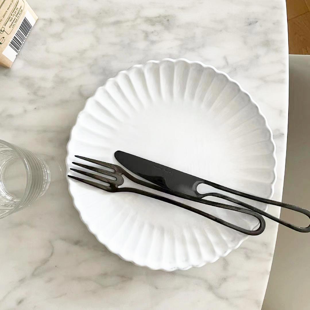 Ins Bộ Dao Kéo Inox Phẳng Bằng Tây Món Tráng Miệng Dĩa Thìa Bít Tết Dao Bánh Muỗng Bạc Bộ Phụ Kiện Nhà Bếp