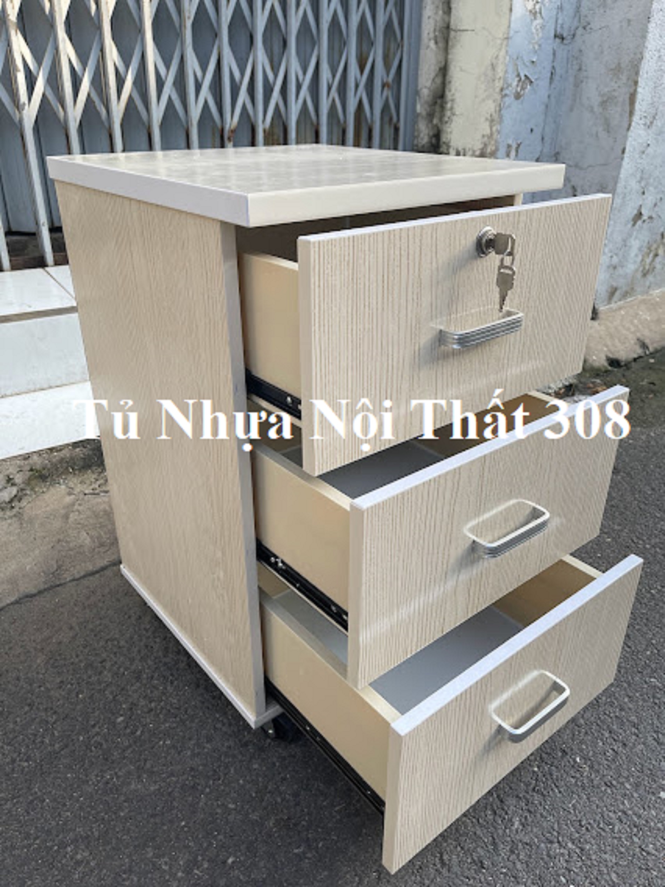 Tủ, Kệ Đầu Giường Nhựa Đài Loan Cao 70cm Ngang 42cm Sâu 42cm Màu Gỗ Sồi K114