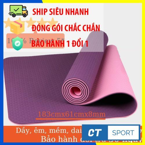 Thảm Tập Yoga chống trượt 2 lớp dày 8mm chất liệu cao su non TPE cao cấp tấm thảm tập gym thể dục tại nhà GYGA