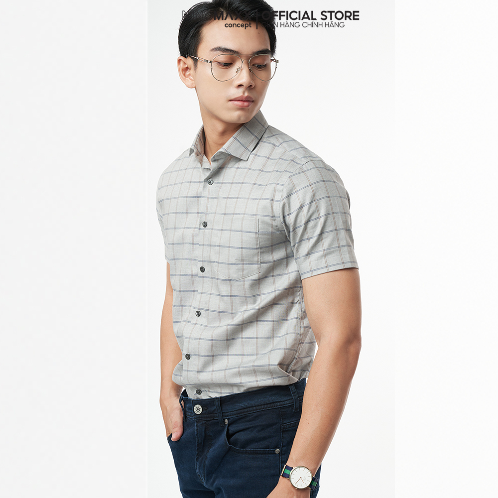 N&amp;M Áo sơ mi Nam caro melange cotton chống nhăn 2110026