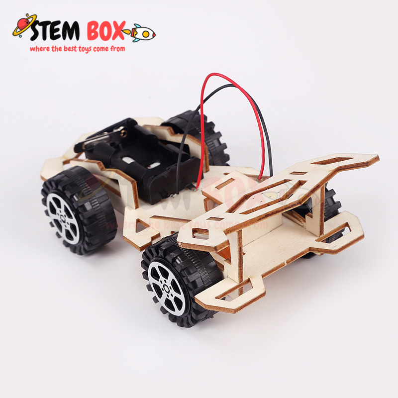 Đồ chơi khoa học tự lắp ghép mô hình xe đua chạy bằng pin - Trò chơi DIY STEM BOX