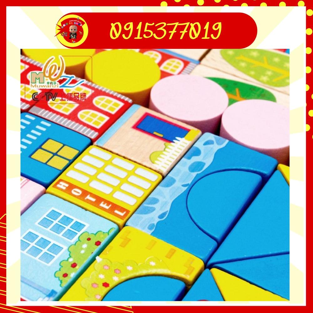 Đồ chơi lắp ráp ghép mô hình giao thông thành phố 62 chi tiết bằng gỗ