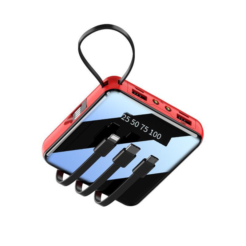 Đảm bảo chất lượng mini dung lượng lớn khép kín dòng dây gương sạc kho báu 20000 mAh màn hình hiển thị kỹ thuật số năng lượng di động in quà tặng